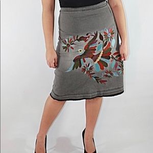 Embroidered Raw hem Skirt NWT